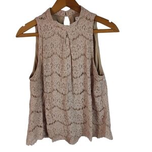 Love, Fire Blushed Pink Lace Blouse Sleeveless M